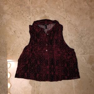 Forever 21 maroon sleeveless button-up